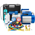 VIVOHOME 110V 1 PS 9,6 CFM Zweistufige Vakuumpumpe Kit mit 4-Wege Verteiler und Lecksuchgerät