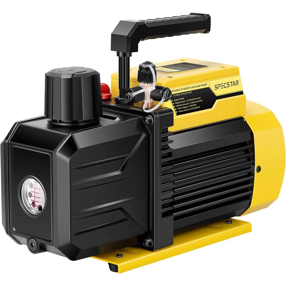 VIVOHOME 3/4 PS 7,2 CFM 110V Zweistufige Drehschieber-Vakuumpumpe mit 2 Ölflaschen