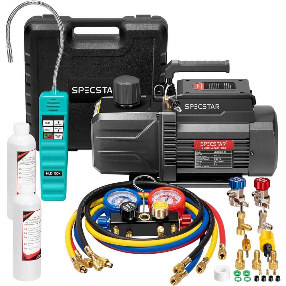VIVOHOME 110V 1 PS 9,6 CFM Zweistufige HVAC Vakuumpumpe Kit mit Lecksuchgerät